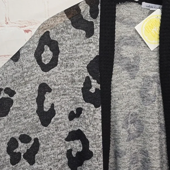 WHITE BIRCH Grey Leopard Print Cardigan Open Front Womens Size XL NWT - Picture 3 of 12